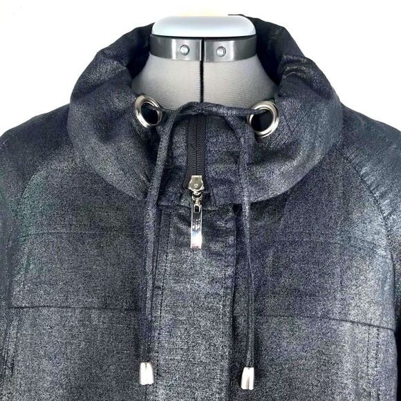 Sandro Sportswear Dark Gray Metallic Zip Up Short Sleeve Jacket - Picture 7 of 16